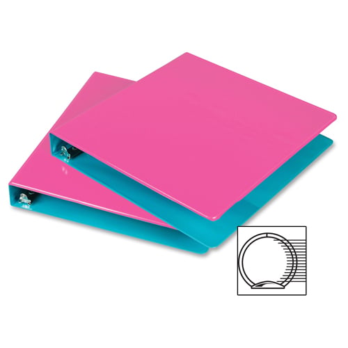 Samsill 1" Berry/Turquoise Fashion Two-Tone Round Ring View Binders - 6pk