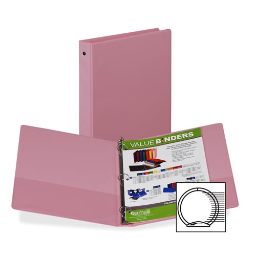 Samsill 1" Light Pink Value Round Ring Storage Binder - 24pk