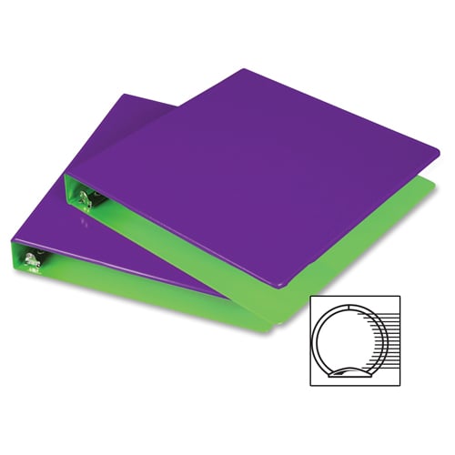 Samsill 1" Purple/Lime Fashion Two-Tone Round Ring View Binders - 6pk