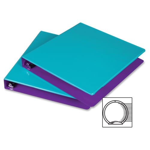 Samsill 1" Turquoise/Purple Fashion Two-Tone Round Ring View Binders - 6pk