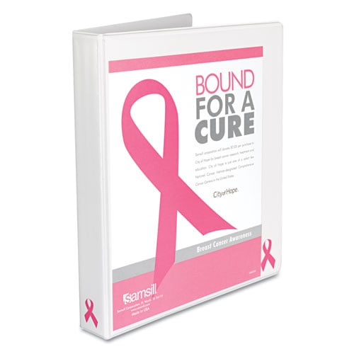 Samsill 1" White Breast Cancer Awareness View Binder