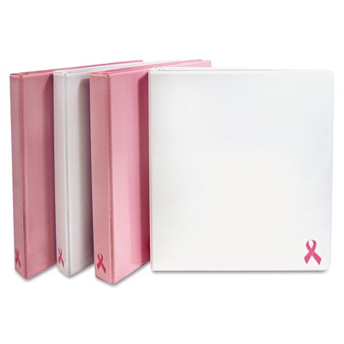 Samsill 1" White Breast Cancer Awareness View Binder