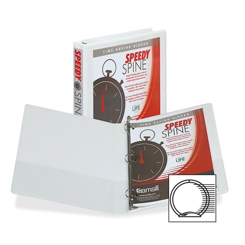 Samsill 1" White Speedy Spine Round Ring View Binder - 12pk