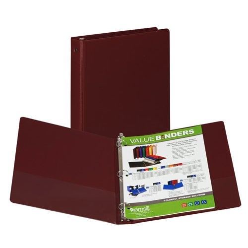 Samsill 1" Maroon Value Round Ring Storage Binder - 24pk