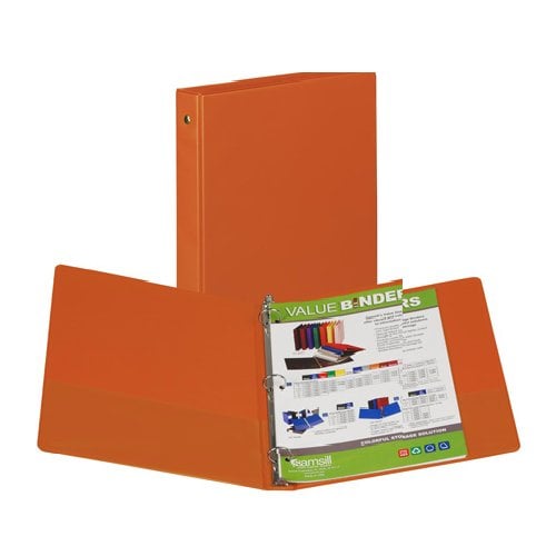 Samsill 1" Orange Value Round Ring Storage Binder - 24pk
