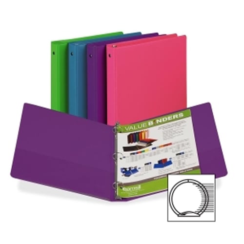 Samsill 1" Value Round Ring Assorted Fashion Storage Binder - 12pk