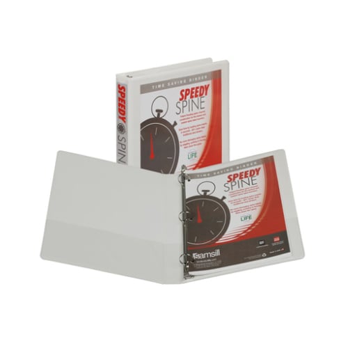 Samsill 1" White Speedy Spine Round Ring View Binder - 12pk