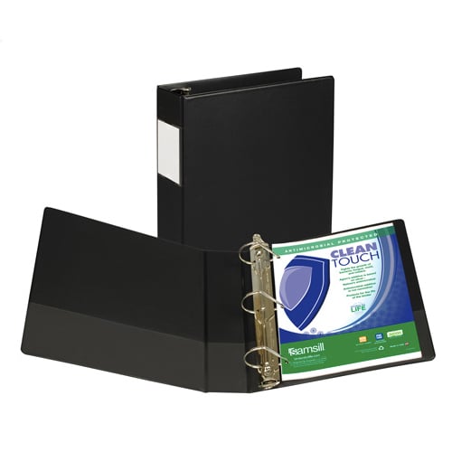 Samsill 2" Black Clean Touch Antimicrobial D-Ring Binder - 12pk