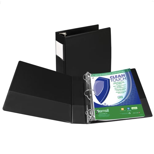 Samsill 2" Black Clean Touch Antimicrobial Round Ring Binder- 12pk