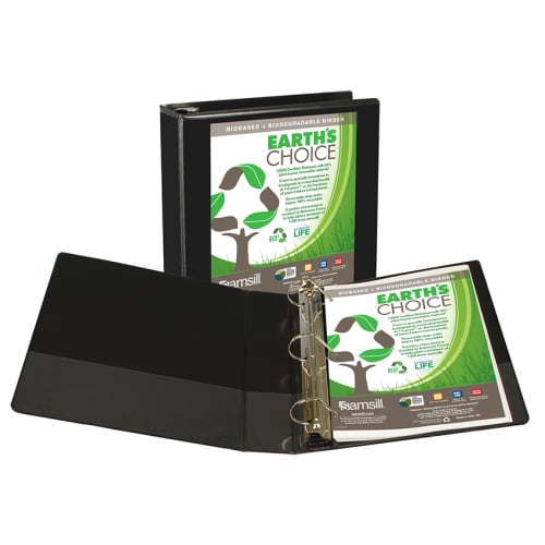 Samsill 2" Black Earth's Choice Biodegradable D-Ring View Binder - 12pk