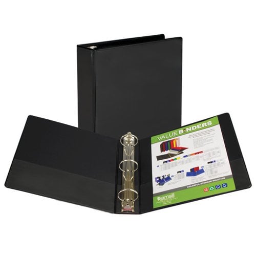 Samsill 2" Black Insertable Locking Round Ring View Binder - 12pk