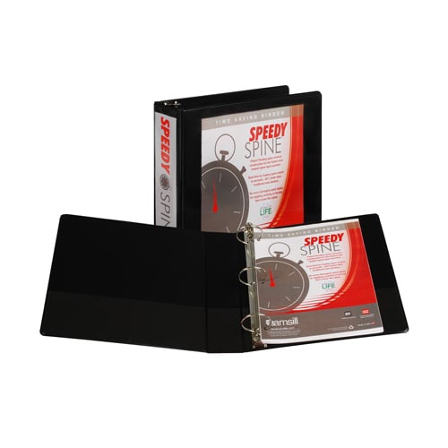 Samsill 2" Black Speedy Spine Round Ring View Binder - 12pk