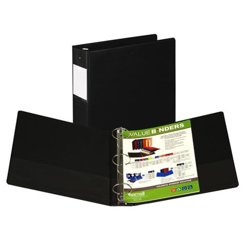 Samsill 2" Black Value Plus Round Ring Binder w/ Label Holder - 12pk