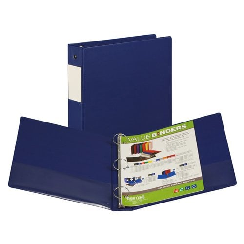 Samsill 2" Blue Value Plus Round Ring Binder w/ Label Holder - 12pk