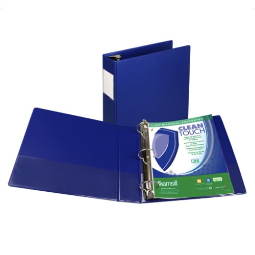 Samsill 2" Dark Blue Clean Touch Antimicrobial RR Binder- 12pk
