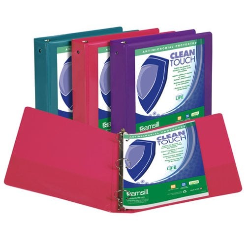 Samsill 2" Fashion Assorted Clean Touch Antimicrobial Economy Round Ring View Binder - 12pk