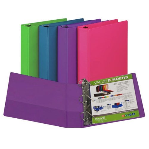 Samsill Fashion Assorted Value Plus Angle-D Ring Storage Binder