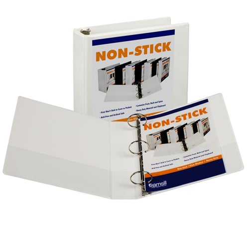 Samsill 2" White Nonstick Round Ring View Binder - 12pk