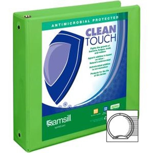 Samsill 3" Lime Clean Touch Antimicrobial Economy Round Ring View Binder - 12pk