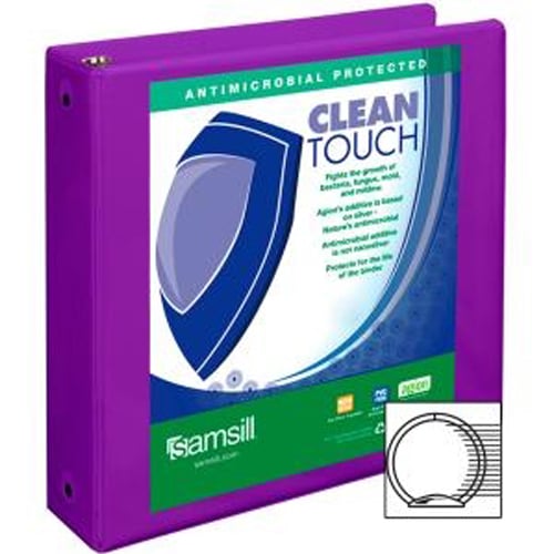 Samsill 2" Purple Clean Touch Antimicrobial Economy Round Ring View Binder - 12pk