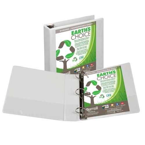 Samsill 2" White Earth's Choice Biodegradable Angle-D Ring View Binder - 12pk