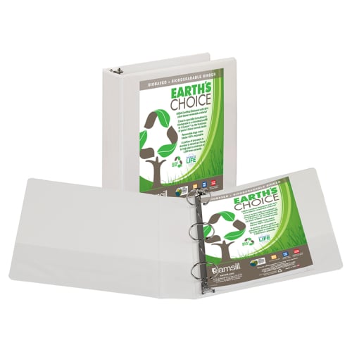 Samsill 2" White Earth's Choice Biodegradable Round Ring View Binder - 12pk