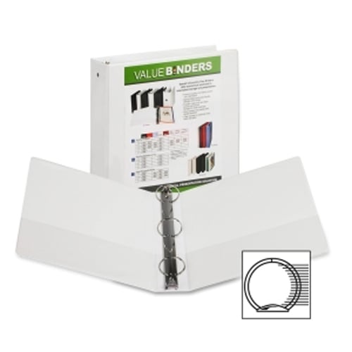 Samsill 2" White Economy Insertable Round Ring View Binder - 12pk