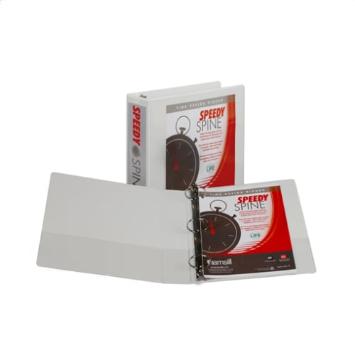 Samsill 2" White Speedy Spine Round Ring View Binder - 12pk