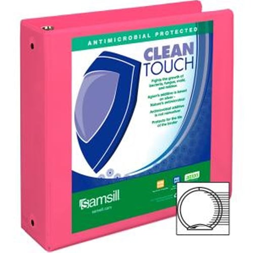 Samsill 3" Berry Clean Touch Antimicrobial Economy Round Ring View Binder - 12pk