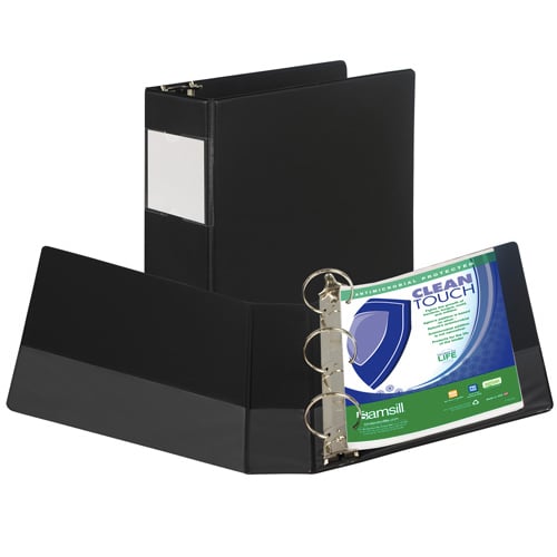 Samsill 3" Black Clean Touch Antimicrobial Round Ring Binder- 12pk