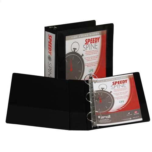 Samsill 3" Black Speedy Spine Round Ring View Binder - 12pk