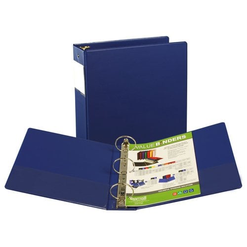 Samsill 3" Blue Value Plus Round Ring Binder w/ Label Holder - 12pk