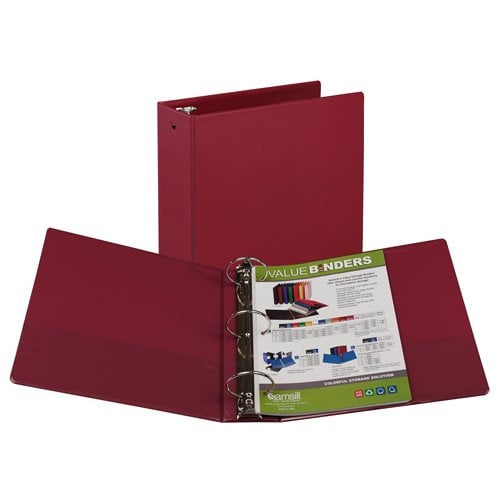 Samsill 3" Burgundy Value Round Ring Storage Binder - 12pk