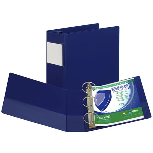 Samsill 3" Dark Blue Clean Touch Antimicrobial RR Binder- 12pk