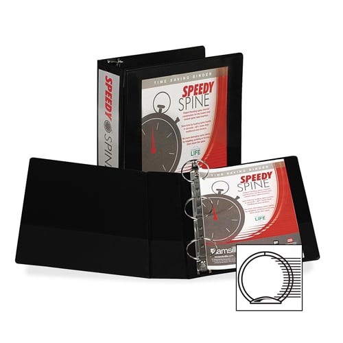 Samsill 3" Black Speedy Spine Round Ring View Binder - 12pk