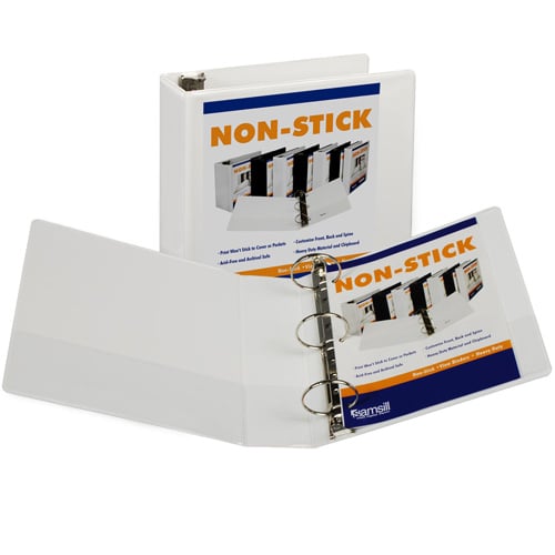 Samsill 3" White Nonstick Round Ring View Binder - 12pk