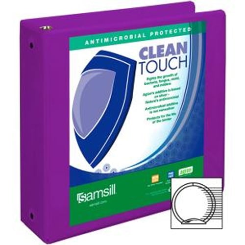 Samsill 3" Purple Clean Touch Antimicrobial Economy Round Ring View Binder - 12pk