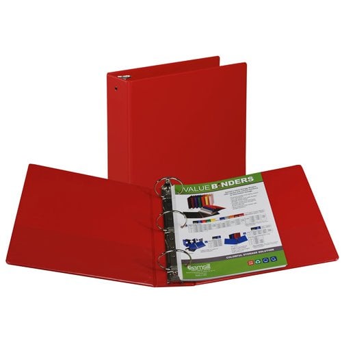 Samsill 3" Red Value Round Ring Storage Binder - 12pk