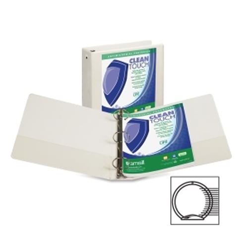 Samsill 3" White Clean Touch Antimicrobial Economy Round Ring View Binder - 12pk