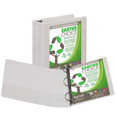 Samsill 3" White Earth's Choice Biodegradable Angle-D Ring View Binder - 12pk