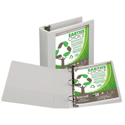 Samsill 3" White Earth's Choice Biodegradable Round Ring View Binder - 12pk