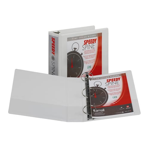 Samsill 3" White Speedy Spine Round Ring View Binder - 12pk