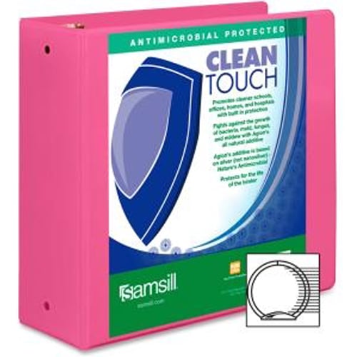 Samsill 4" Berry Clean Touch Antimicrobial Economy Round Ring View Binder - 6pk