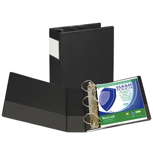 Samsill 4" Black Clean Touch Antimicrobial D-Ring Binder - 6pk