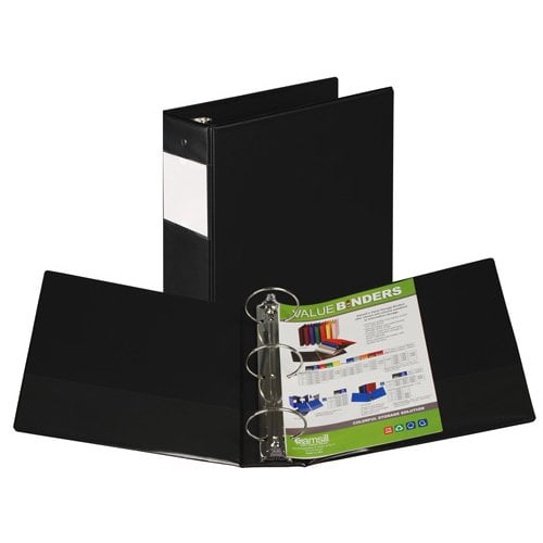 Samsill 4" Black Value Plus Round Ring Binder w/ Label Holder - 6pk