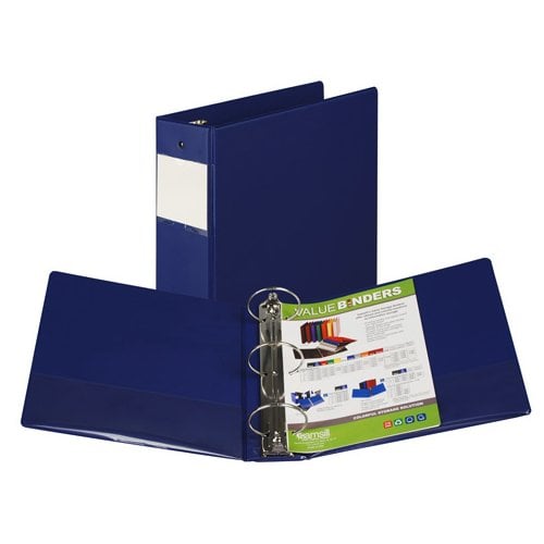 Samsill 4" Blue Value Plus Round Ring Binder w/ Label Holder - 6pk