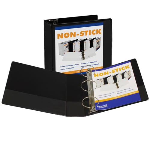 Samsill 4" Black Nonstick Round Ring View Binder - 6pk