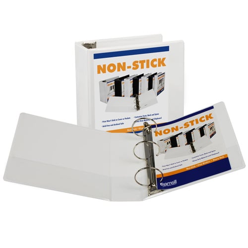 Samsill 4" White Nonstick Round Ring View Binder - 12pk