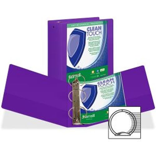 Samsill 4" Purple Clean Touch Antimicrobial Economy Round Ring View Binder - 6pk
