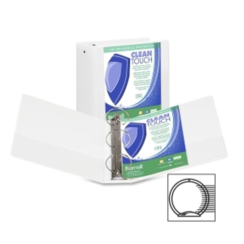 Samsill 4" White Clean Touch Antimicrobial Economy Round Ring View Binder - 6pk